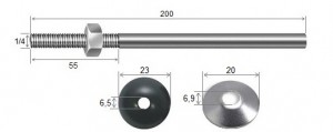 Haste Telha + Porca + Arruelas 1/4 x 200 R55 Inox-304 - 10 peas